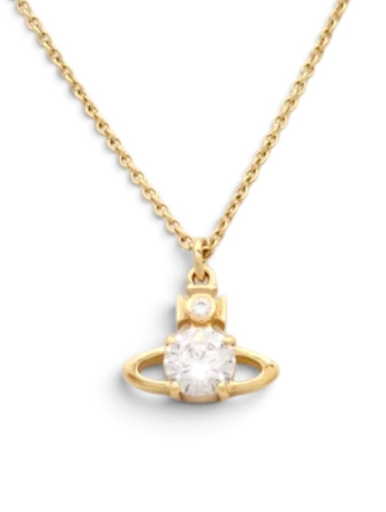 Vivienne Westwood Jewelry - Vivienne Westwood Gold Orb Pendant Necklace with Clear Stone